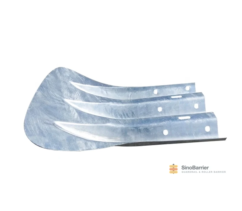 Fishtail end terminal section for W-beam highway guardrail