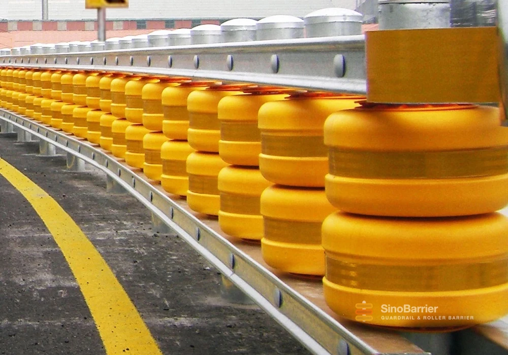 Rolling crash barrier unit, 350 mm and 400 mm roller diameter options